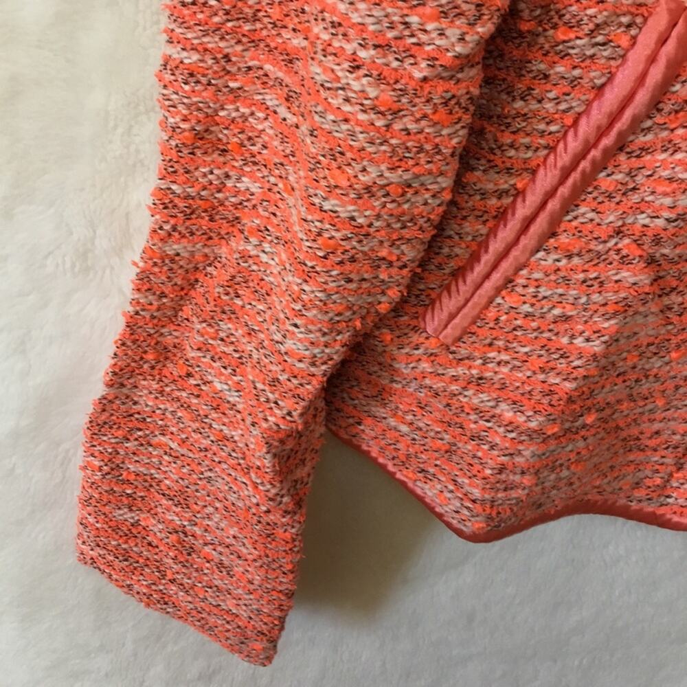 Orange Vintage Tweed Long Sleeve Front Zip-Up Detail Jacket With Pockets - Picture 10 of 16